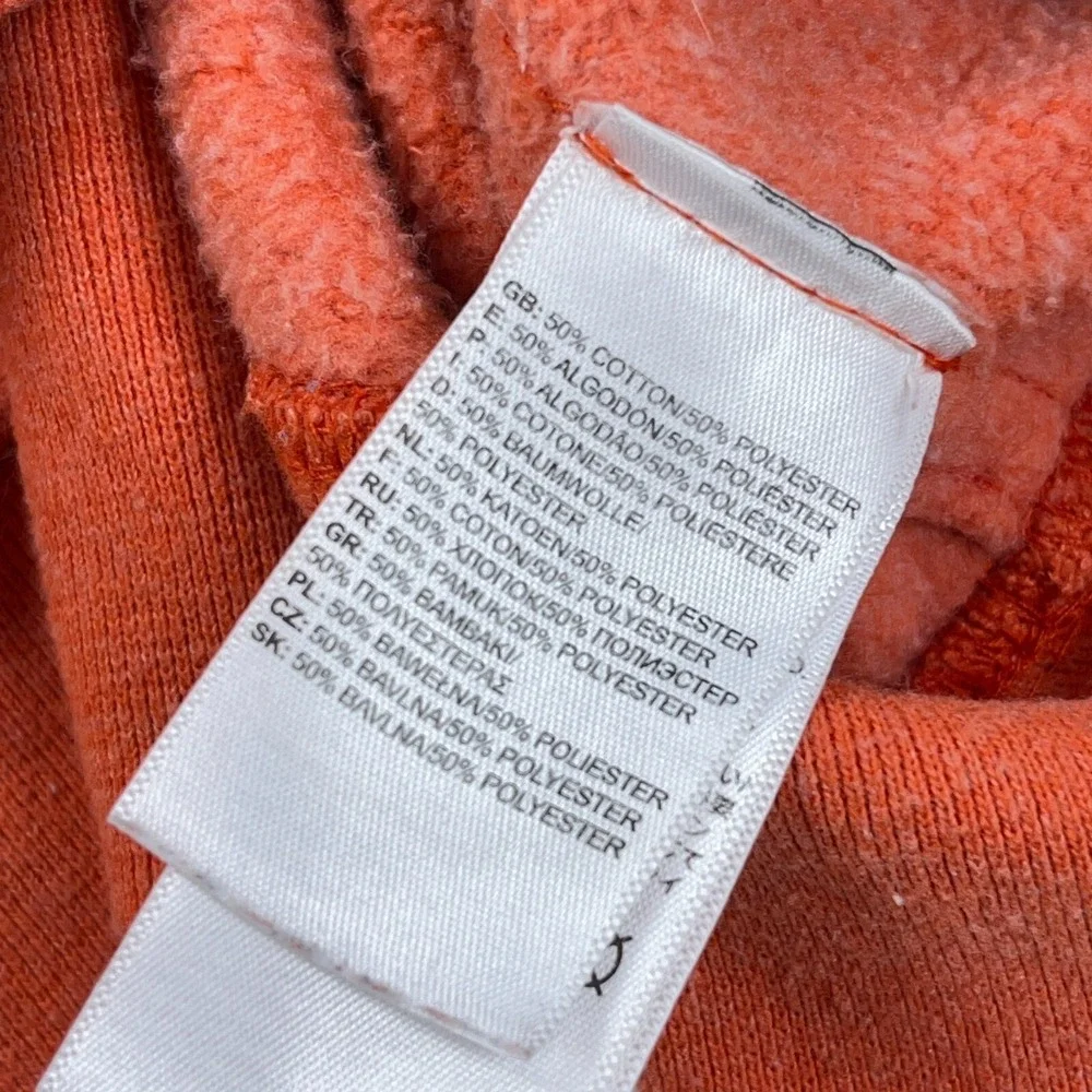 North Face Hoodie Men Small Orange Blue Sweatshirt Sweater Spell Out Outdoor A67